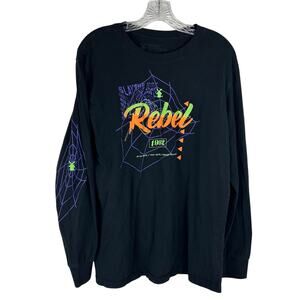 Dutch Bros Spiderweb Rebel 1992 Long Sleeve Shirt Size XL Black Halloween Neon
